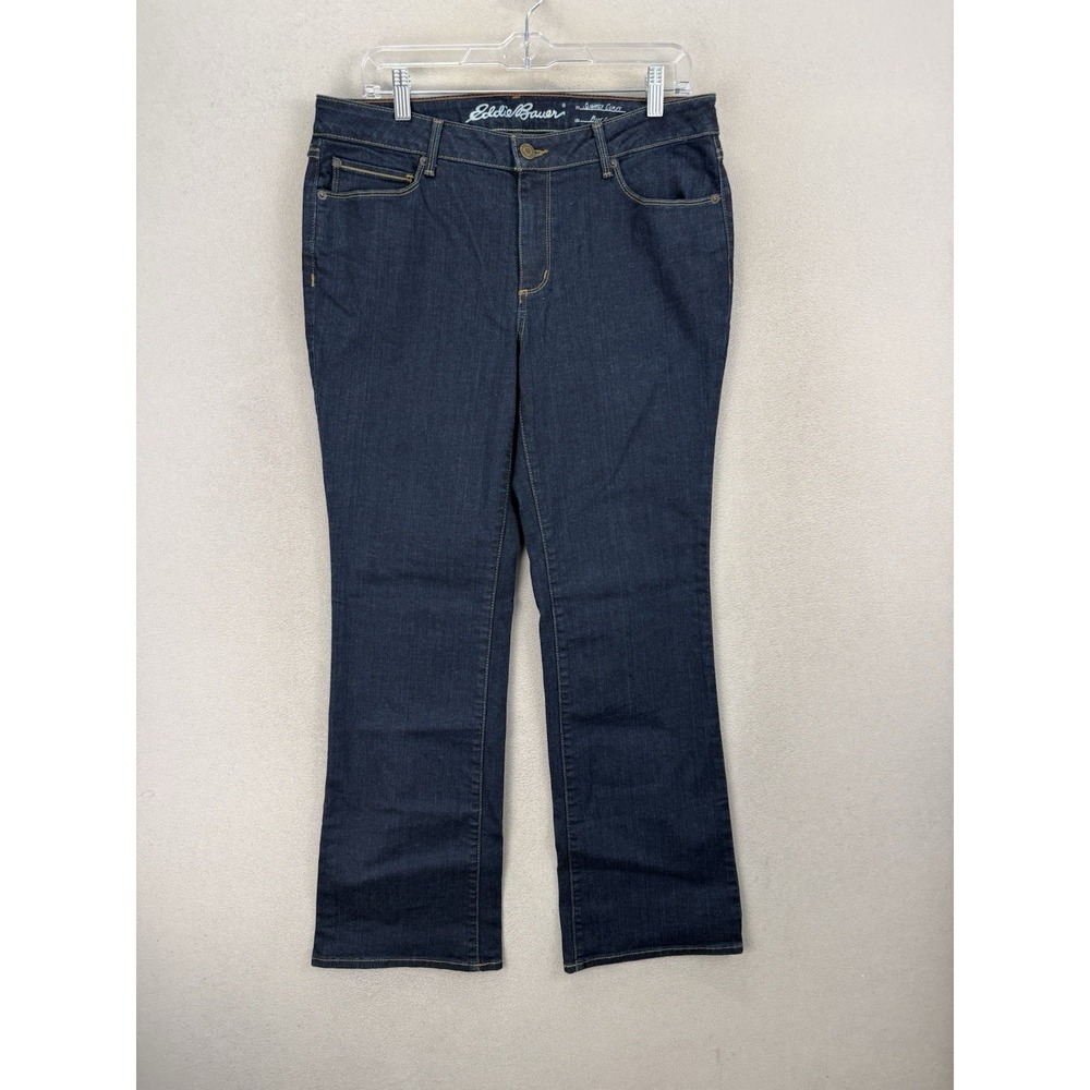 Eddie Bauer Simply Curvy Bootcut Jeans Women's Sz s12 Dark‎ Wash Stretch EUC